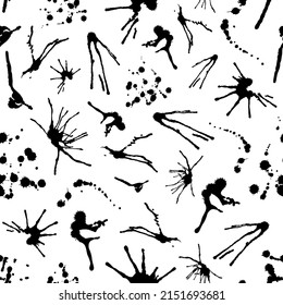 Black Splash silhouette seamless pattern. Abstract art print. Design for paper, covers, cards, fabrics, interior items and any. Vector illustration.