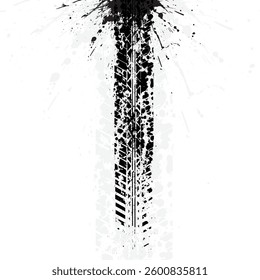 Black splash tire tracks isolated on white background