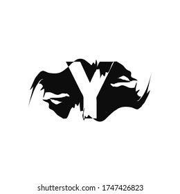 Icono del logotipo de la letra espacial negativa y negra de Splash. Diseño abstracto concepto arte salpicadura de montaña con diseño vectorial de letras ocultas.