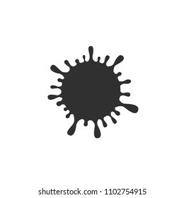 Black splashes on white background, drop, blot, milk, oil, ink, paint vector illustration, flat silhouette, coronavirus bacterium, particle of virus