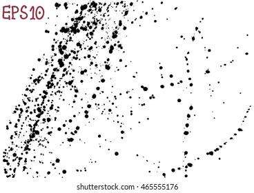 Black splatter on white background, vector illustration. Splatter ink texture. Grunge background.
