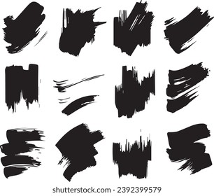 Black splatter paint brush stroke set 