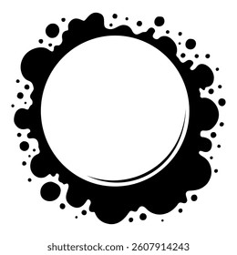Black splatter paint speech bubble illustration 