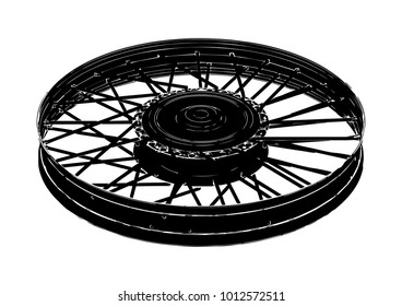 Black spoke wheel on a white background