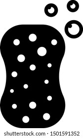 Black Sponge with bubbles icon isolated on white background. Wisp of bast for washing dishes. Cleaning service logo.  Vector Illustration