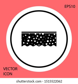Black Sponge with bubbles icon isolated on red background. Wisp of bast for washing dishes. Cleaning service logo. White circle button. Vector Illustration