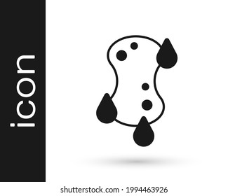 Black Sponge icon isolated on white background. Wisp of bast for washing dishes. Cleaning service logo.  Vector