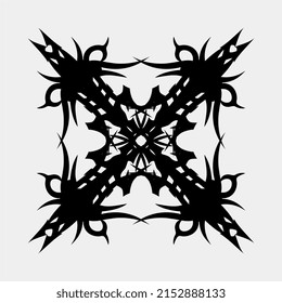 black spooky looking mandala tattoo illustration vector for body decoration chest tattoo back tattoo