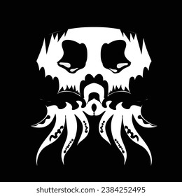 Black spooky skull octopus vector illustration
