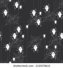 Black Spooky Spider Vector Graphic Illustration Seamless Pattern can be use for background and apparel design