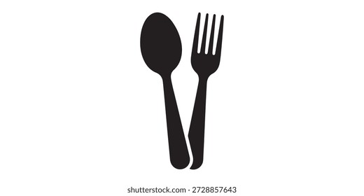 Black Spoon and Fork Icon Design para utensílios de cozinha