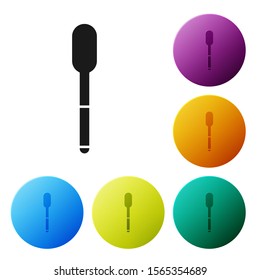 Black Spoon icon isolated on white background. Cooking utensil. Cutlery sign. Set icons colorful circle buttons. Vector Illustration