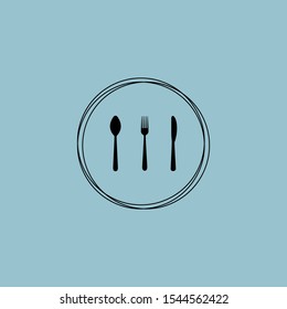 Black spoon logo icon vector.