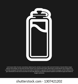 Black Sport bottle with water icon isolated on black background. Vector Illustration