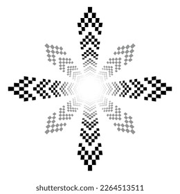 Black sport flag arrows silhouettes for start and finish lines isolated on white background