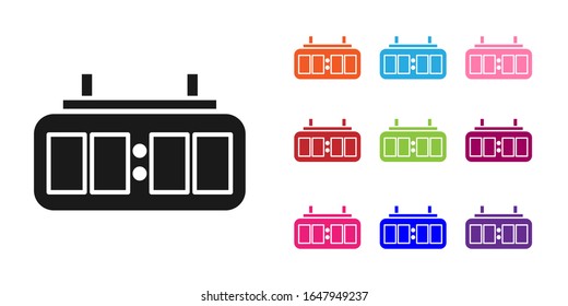 Black Sport hockey mechanical scoreboard and result display icon isolated on white background. Set icons colorful. Vector Illustration