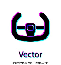 Black Sport steering wheel icon isolated on white background. Car wheel icon.  Vector Illustration
