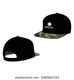 BLACK SPORTS CAP MOCKUP ILLUSTRATION