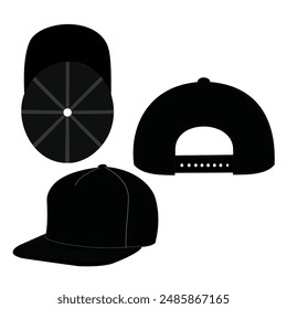 BLACK SPORTS CAP MOCKUP ILLUSTRATION