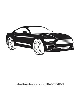 Black sports car drawing on white. Vector