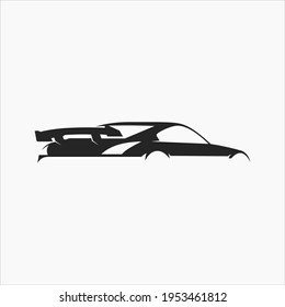 black sports car outline illustration logo