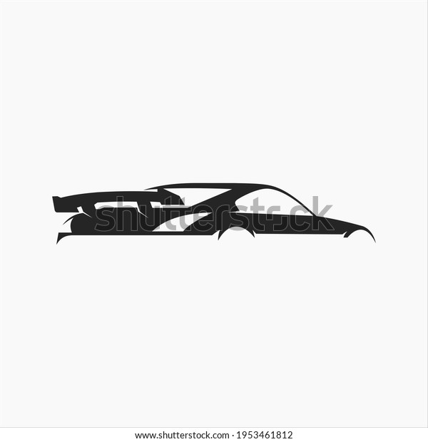 black sports car\
outline illustration\
logo