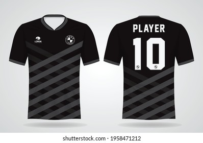 black sports jersey template for team uniforms and Soccer t shirt design