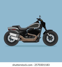 Black sports motorbike. Big bike Design Illustration Vector.