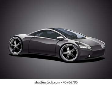 Black sportscar, illustration on dark background, vector illustration, original design