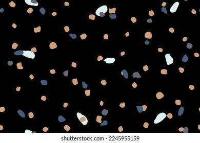 Black Spot Confetti. Pastel Cute Summer. Small Polka Dot. Retro Background. Confetti Color Pattern. Halftone Ink Sparkle. Snow Bright Polka. Random Dot. Abstract Confetti Ball. Seamless Vector Art.