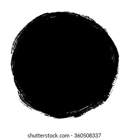 Black spot hand drawn by ink and dry brush isolated on transparent background. Clip art
