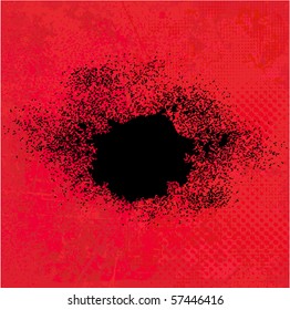 Black spot on red background vector