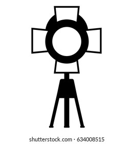 Black spotlight icon. Flat vector cartoon illustration. Objects isolated on a white background.