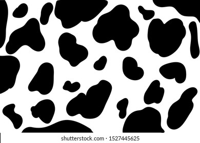 Black spots of a cow on a white background.Can be used for wallpaper, pattern fills, web page background, surface textures.