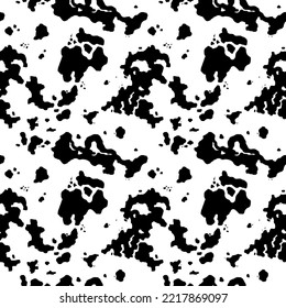 Black spots cow texture. Cow skin pattern. Animal pattern theme.