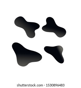 Black spots of different curve shapes set. Fluid smooth spots. Liquid symbols black on white background.