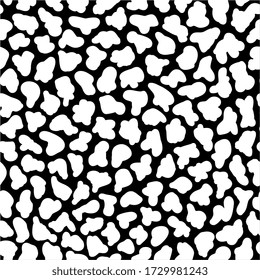 Black spots on white background. Abstract vector shape. Seamless pattern. 