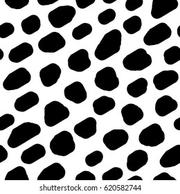 Black spots on white background, seamless pattern, vector
