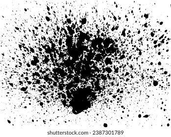  Black spots of paint. Dusty grunge effect. Grit vector texture. Spray paint. Vector illustration