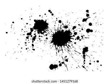 Black spots of paint on a white background. Vector