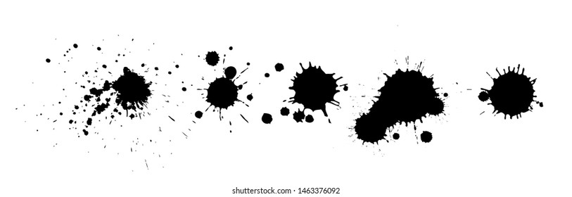 Black spots of paint on a white background. Vector
