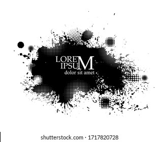 Black spots of paint on a white background. Grunge frame of paint. Vector illustration.