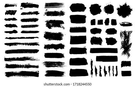 Black spots of paint on a white background. Vector EPS-10. Stains in ink, watercolor, acrylic. Set of elements for banners, discounts, letters, etc. Grunge textures and dots.