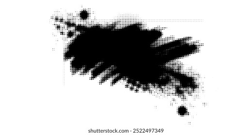 Black spots of paint on a white background. Grunge frame of paint. Vector illustration.