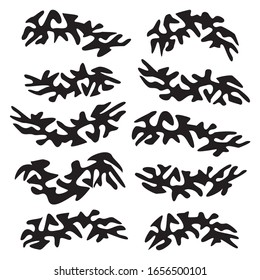 Black spots with wavy edge vector isolated objects on a white background.