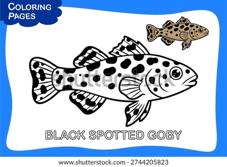 Black Spotted Goby Rare Fish Blank Fill Black Outline For Coloring Pages