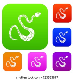 Black spotted snake set icon color in flat style isolated on white. Collection sings vector illustration