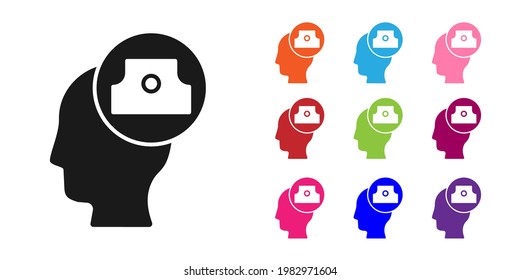 Black Spray can nozzle cap icon isolated on white background. Set icons colorful. Vector