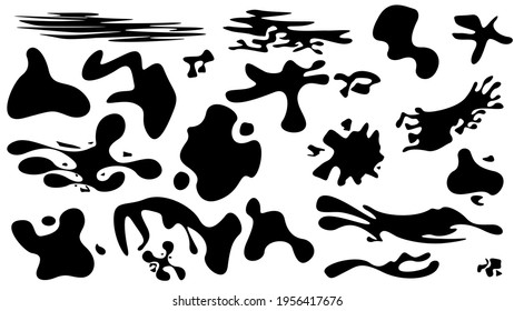 Black Spray Different Set Paint Blot Element Vector Object Brush