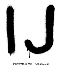 Black spray graffiti letters ''I'', ''J''. Part 5